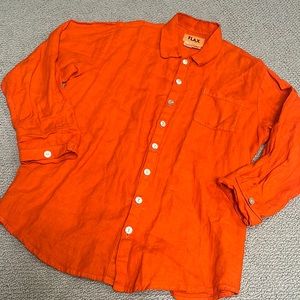 flax linen button down s/m orange